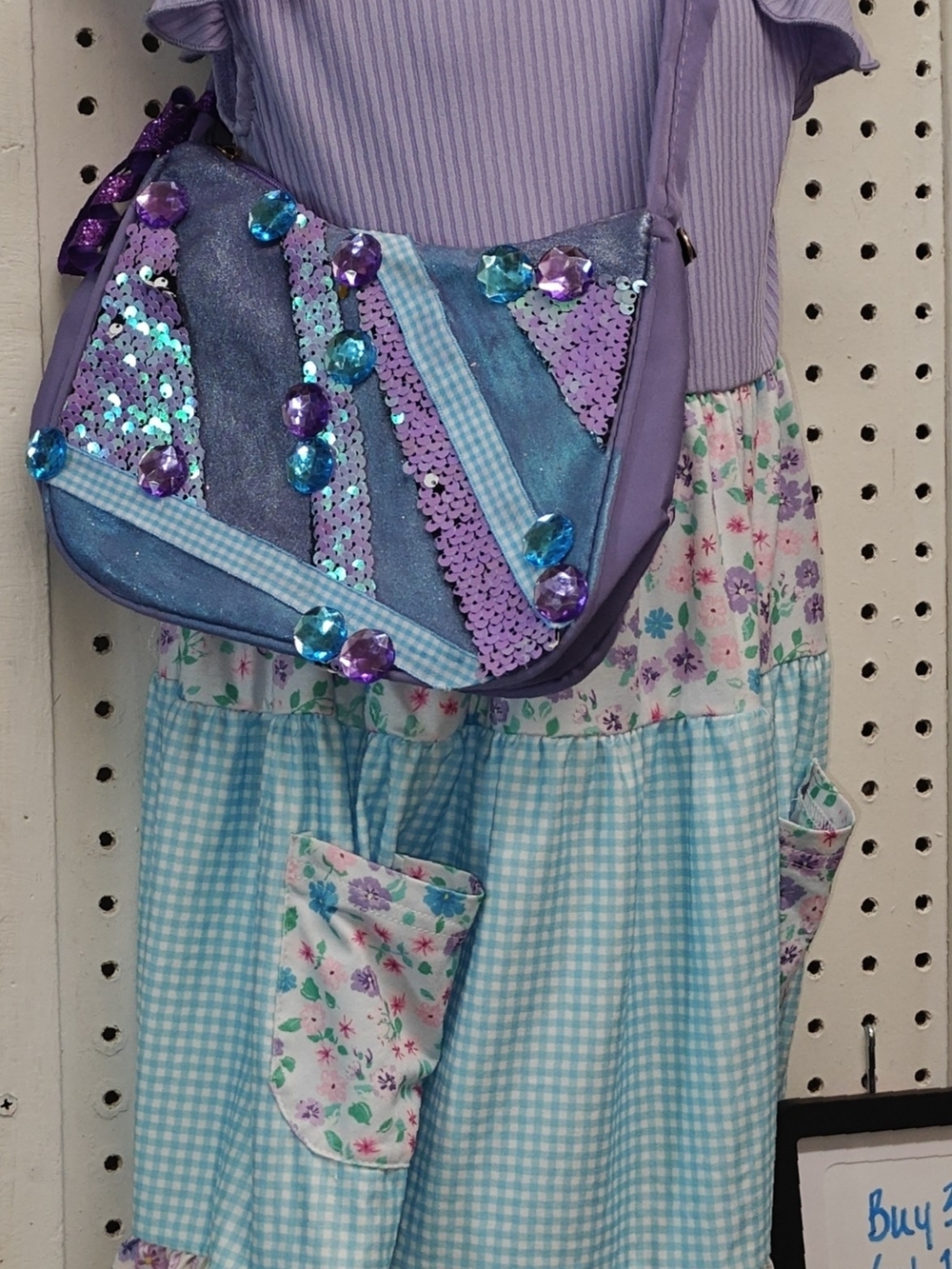 Multicolored 4T Dress With Matching Handbag And necklace bundle (3 Items)